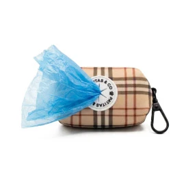 Porta Bolsas Caca Patitas Cuadros Accesorios de Paseo para Perro Patitas&co