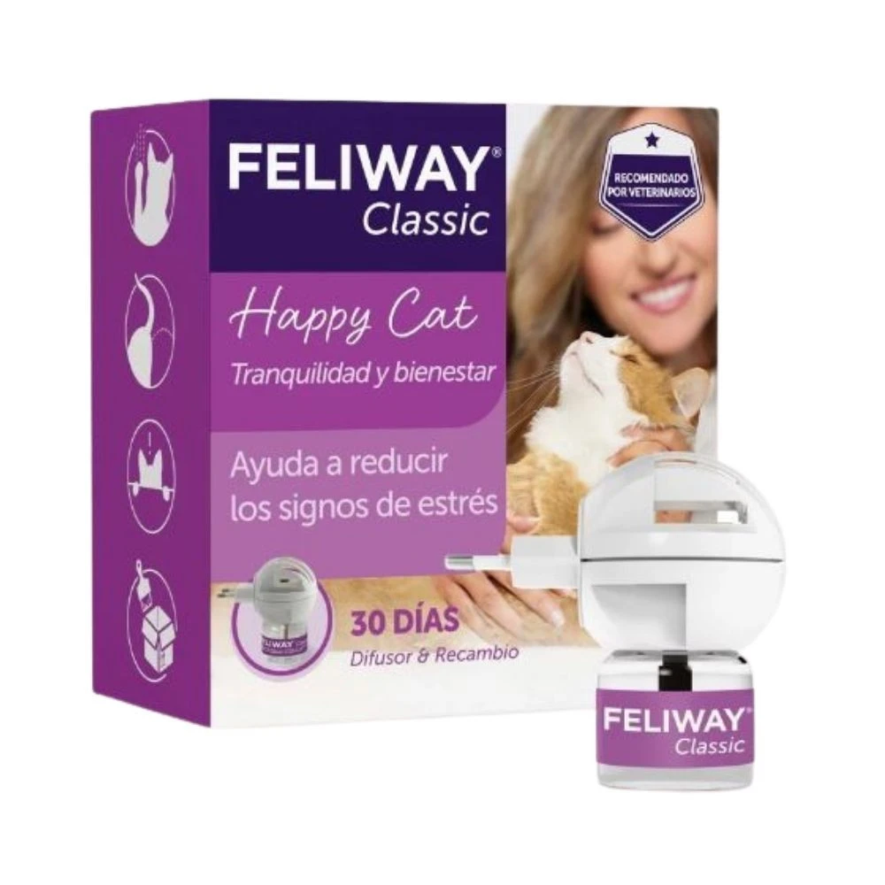 Feliway Classic Difusor + Recambio 48ml 1 Mes Feromonas y Relajantes para Gatos Patitas&co