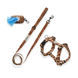 Pack Patitas Arnés Classic Jirafa + Correa + Porta Bolsas Accesorios de Paseo para Perro Patitas&co