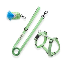 Pack Patitas Arnés Classic Vichy + Correa + Porta Bolsas Accesorios de Paseo para Perro Patitas&co