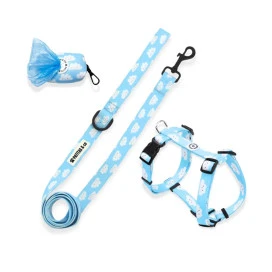 Pack Patitas Arnés Classic Nubes + Correa + Porta Bolsas Accesorios de Paseo para Perro Patitas&co