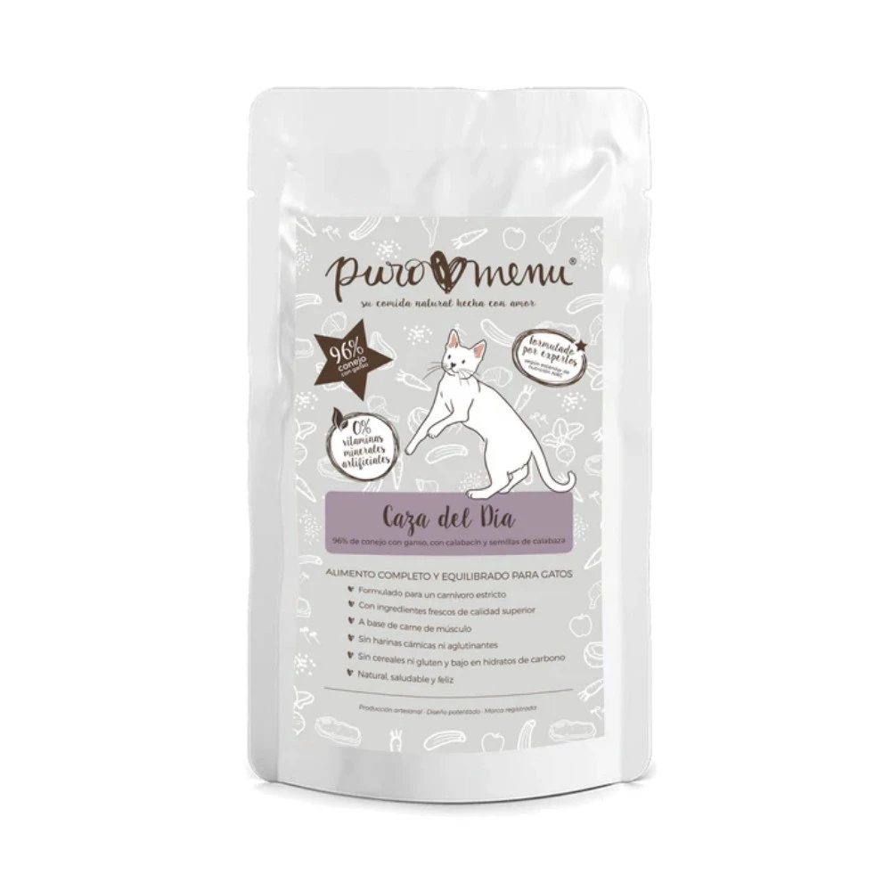 Puromenu (Caza del día) Sobre de Conejo y Ganso para Gatos Comida húmeda para gatos Patitas&co