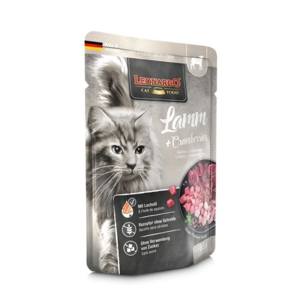 Leonardo Sobre de Cordero, Ave y Arándanos para Gato Comida húmeda para gatos Patitas&co