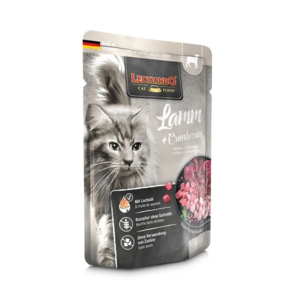 Leonardo Sobre de Cordero, Ave y Arándanos para Gato Comida húmeda para gatos Patitas&co