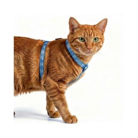 Freedog Arnés Reflectante Azul para Gato Collar, Correa y Arnes para Gatos Patitas&co