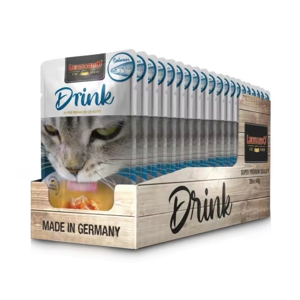 Pack 20 Drinks Leonardo Caldo de Pollo y Salmón para Gatos Packs para gatos Patitas&co