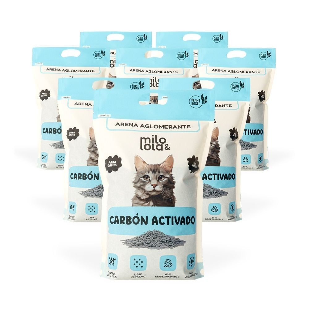 Pack 8 Arenas Milo y Lola Carbón Activado para Gato