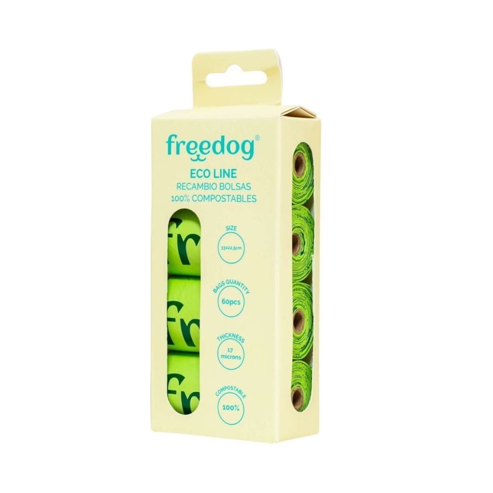 Freedog Bolsas Higiénicas Compostables (4 rollos x 15 bolsas) Patitas&co Patitas&co