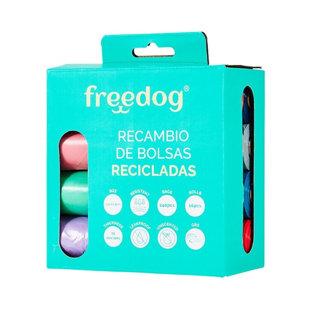 Freedog Bolsas Recicladas Colores Pastel y Variados (16 rollos) Patitas&co Patitas&co