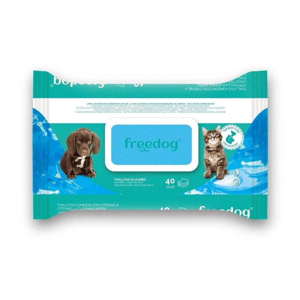 Freedog Toallitas Húmedas Oculares (40 unidades) Cosmética Natural y Peluquería Perros Patitas&co