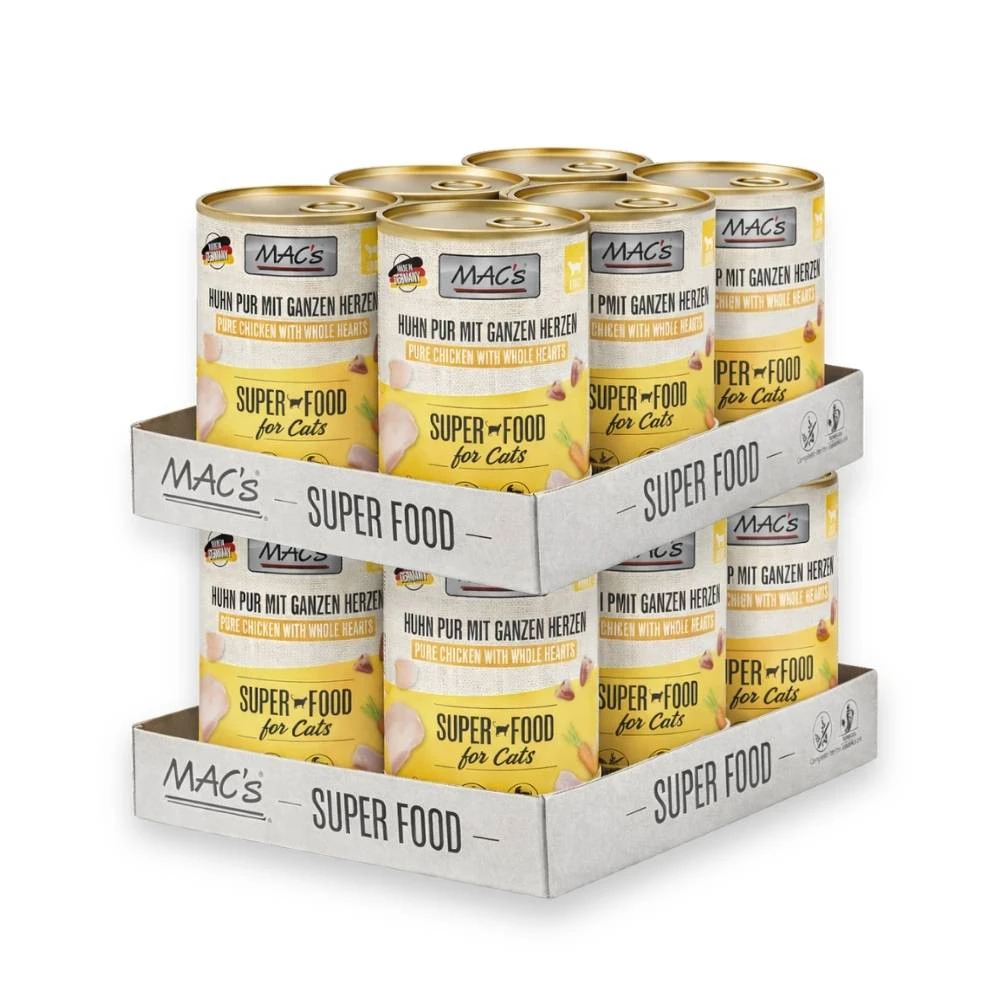Pack 12 Latas MAC´s Pollo con Corazones (12x400g) para Gato Packs para gatos Patitas&co