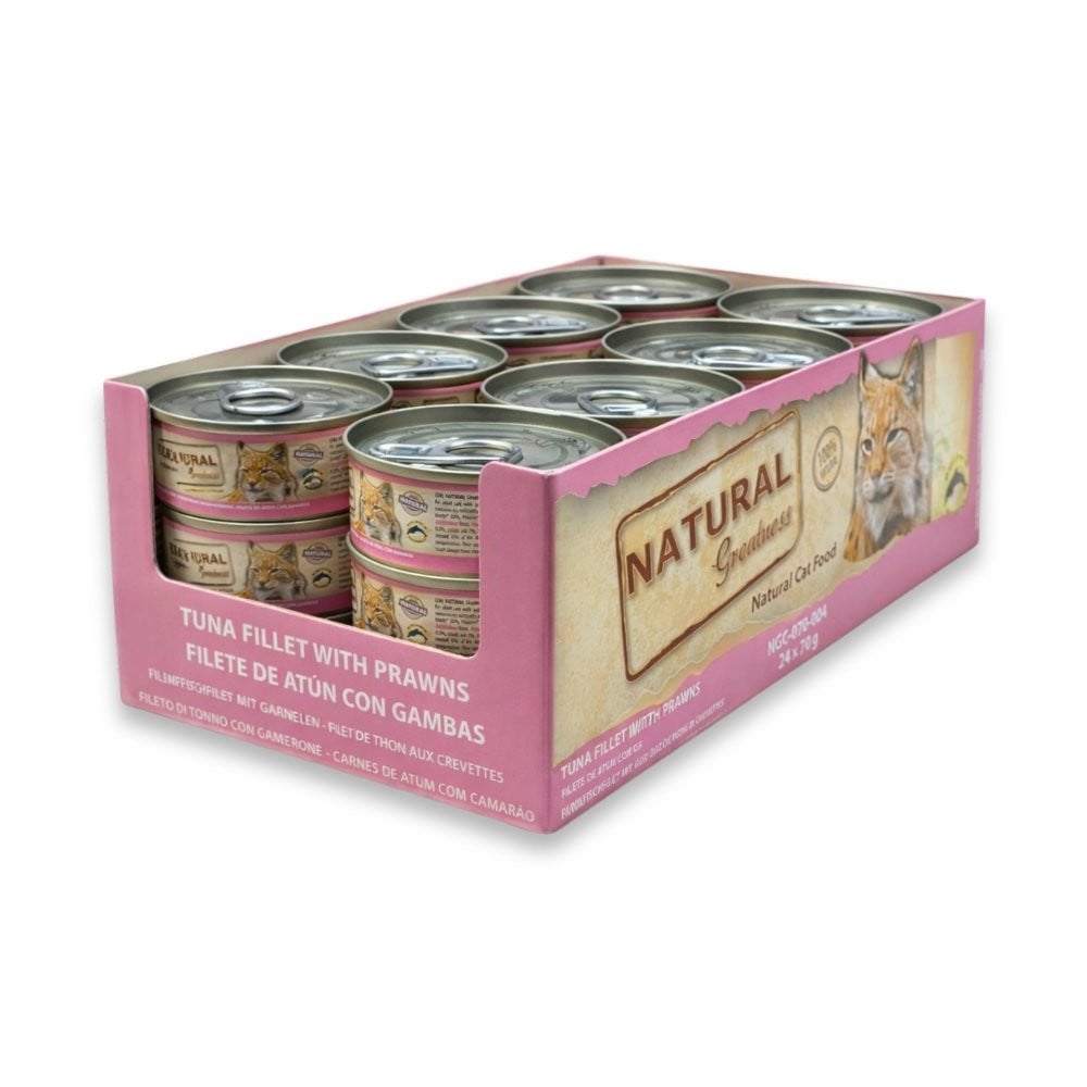 Pack 24 Latas Natural Greatness Atún con Gambas para Gato Packs para gatos Patitas&co