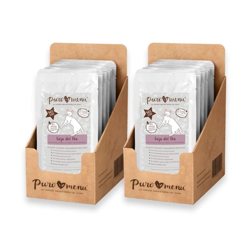 Pack 12 Sobres Puromenu (Caza del día) Conejo y Ganso para Gatos Packs para gatos Patitas&co
