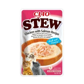 Ciao Stew Guiso de Pollo con Salmón para Gatos Caldos y Toppers para Gatos Patitas&co