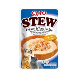 Ciao Stew Guiso de Pollo y Atún para Gatos Caldos y Toppers para Gatos Patitas&co