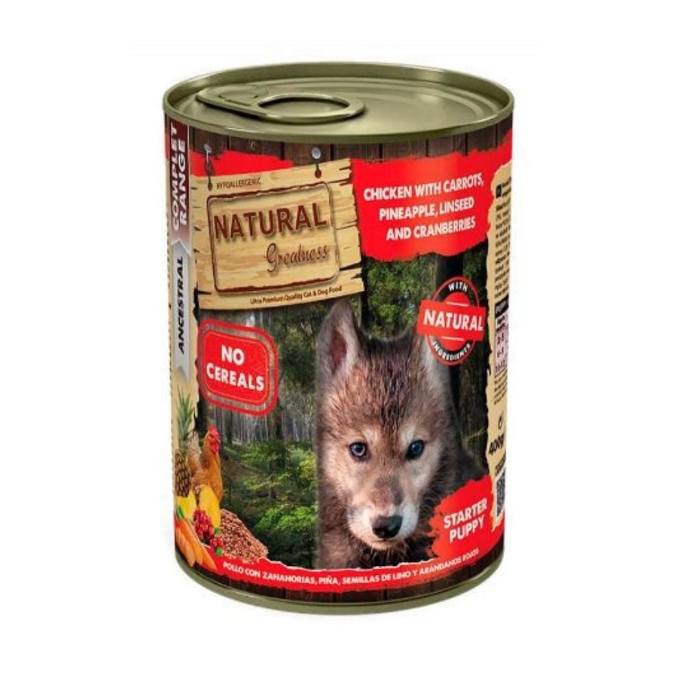 Natural Greatness Lata Pollo Zanahoria y Piña para Perro Cachorro Comida húmeda para Perros Patitas&co