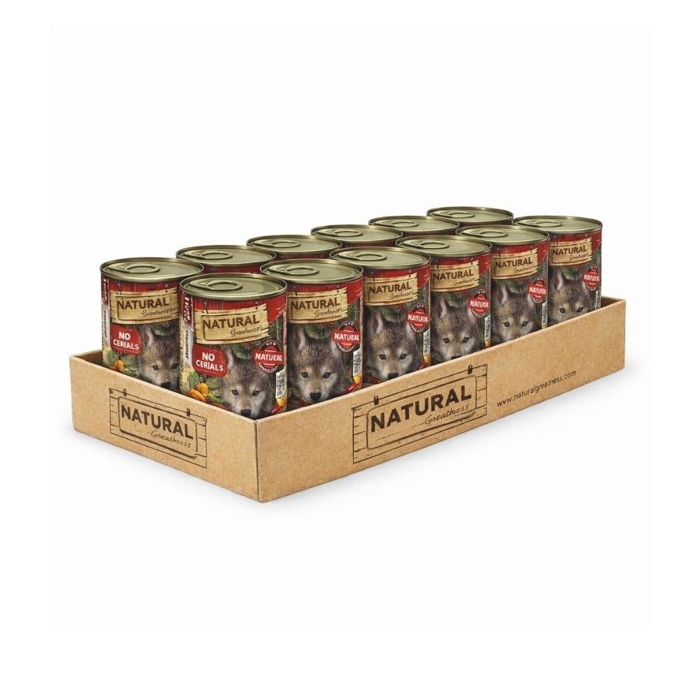 Pack 12 Latas Natural Greatness Pollo y Zanahoria para Cachorro Packs para Perros Patitas&co