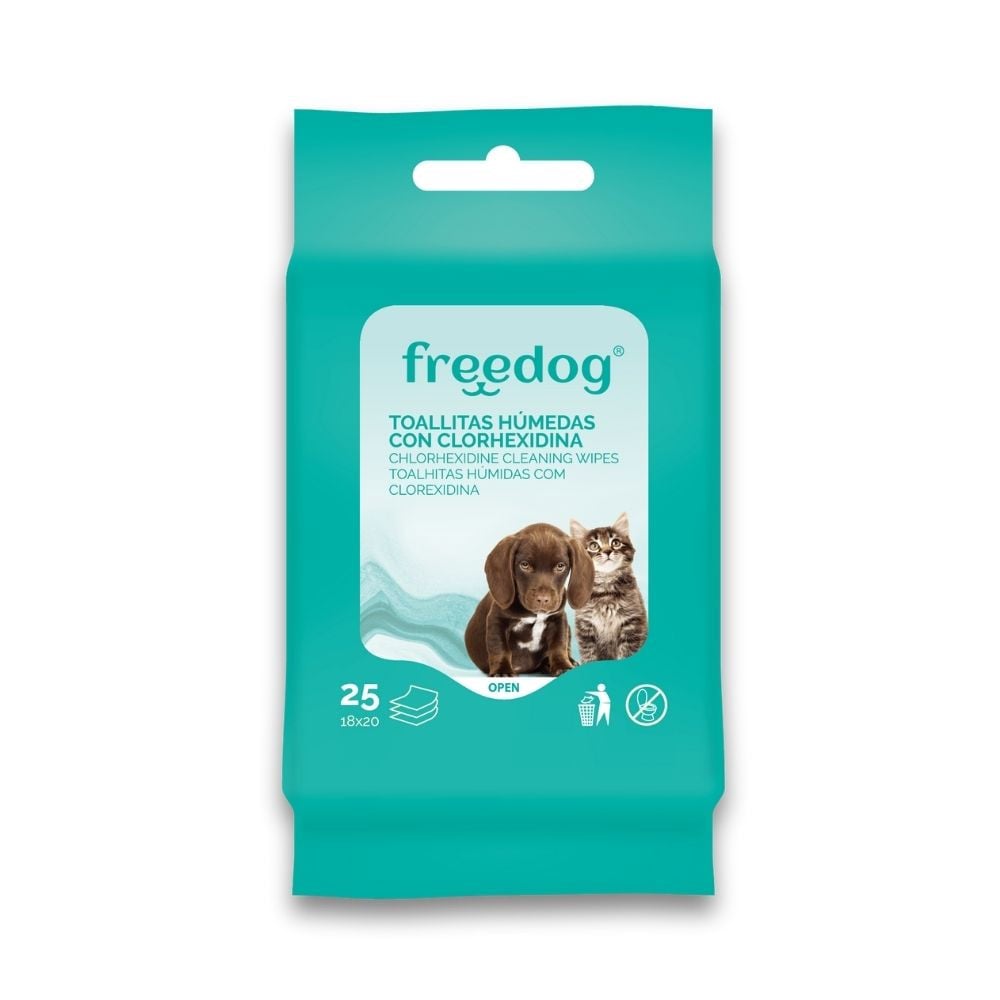 Toallitas Freedog Clorhexidina Perros y Gatos Higiene y salud Perros Patitas&co