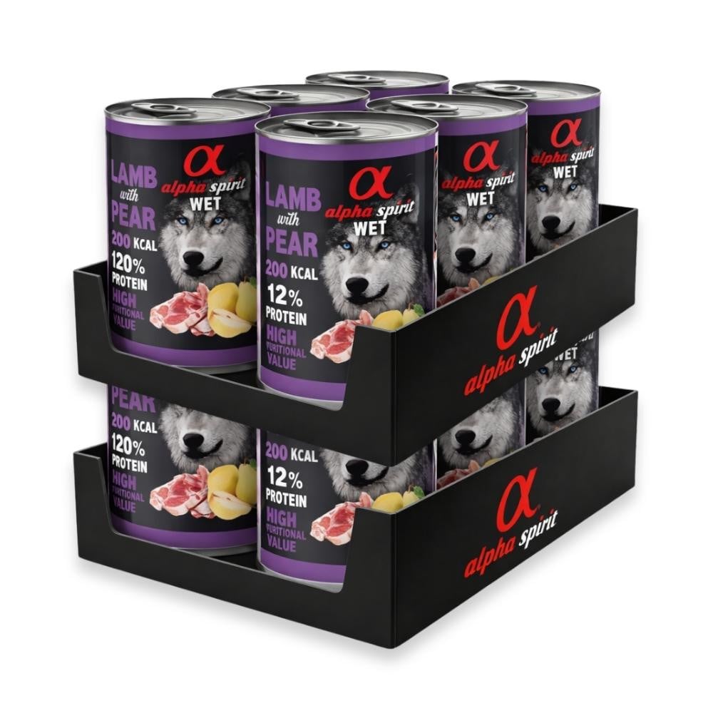 Pack 12 Latas Alpha Spirit Cordero con Pera para Perro Packs para Perros Patitas&co