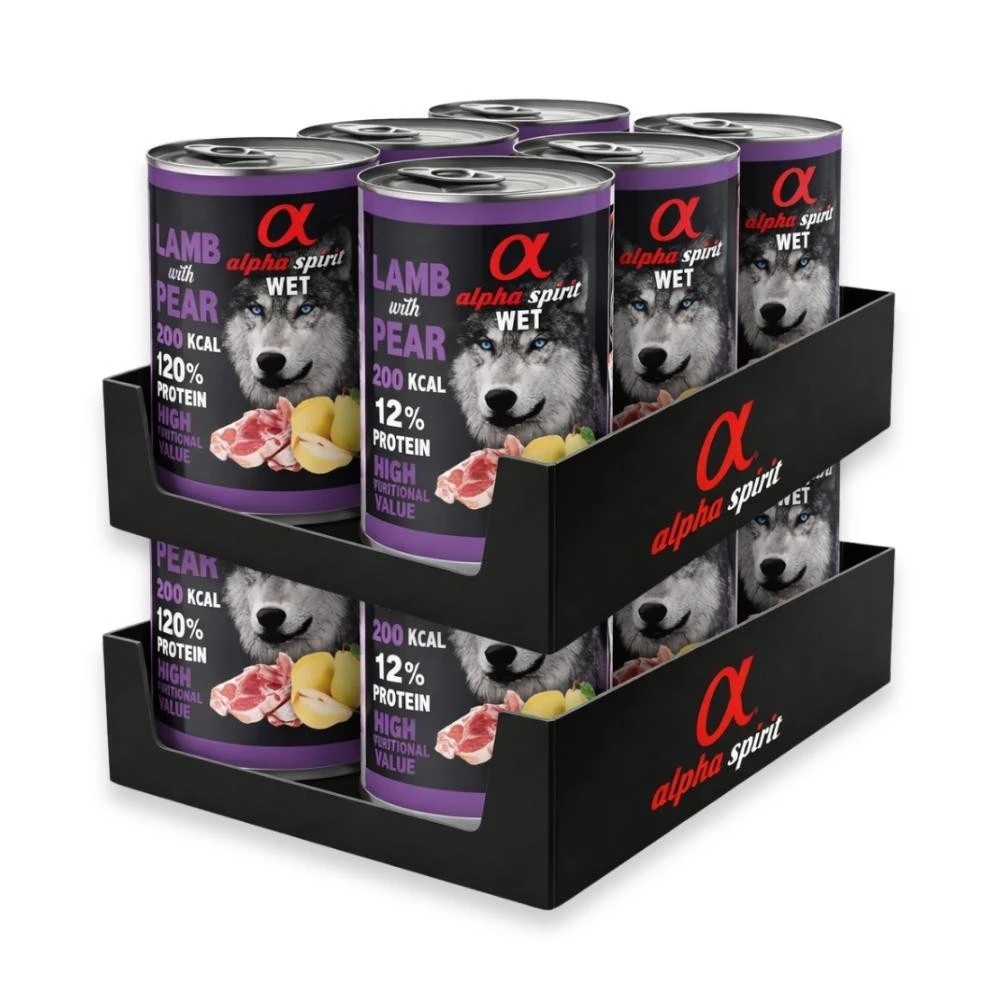 Pack 12 Latas Alpha Spirit Cordero con Pera para Perro Packs para Perros Patitas&co