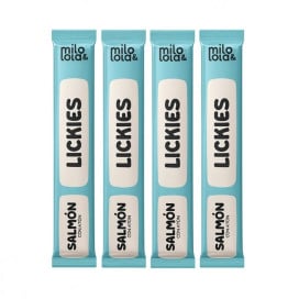 Pack 12 Snacks Cremosos Milo y Lola de Salmón con Atún para Gato Snacks para Gatos Patitas&co