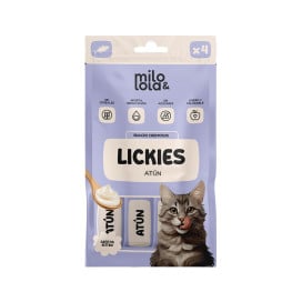 Pack 12 Lickies (Snacks Cremosos) Milo y Lola de Atún para Gatito Snacks para Gatos Patitas&co