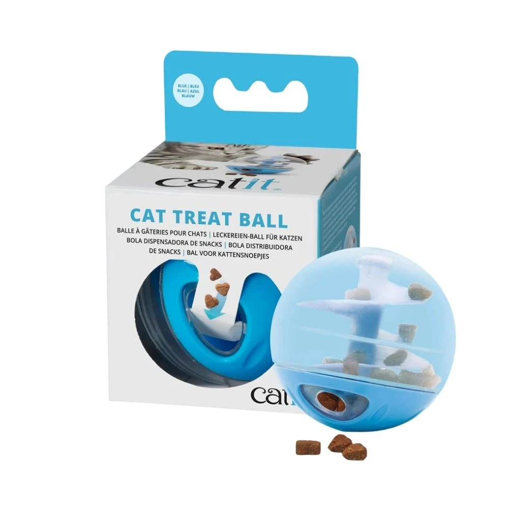 Catit Bola Dispensadora de Snacks Azul para Gatos Juguetes para gatos Patitas&co