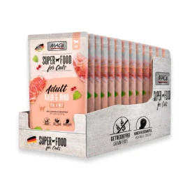 Pack 12 Sobres MAC´s Vacuno con Arándanos para Gato Packs para gatos Patitas&co