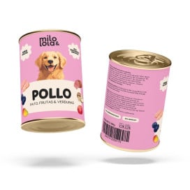 Pack 12 Latas Milo y Lola Pollo y Pato para Perro (12x380g) Comida húmeda para Perros Patitas&co
