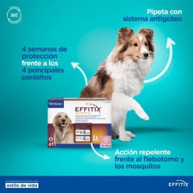 Effitix 4 Pipetas Antiparásitos para Perros (40 – 60 kg) Antiparasitarios y Repelentes para perros Patitas&co