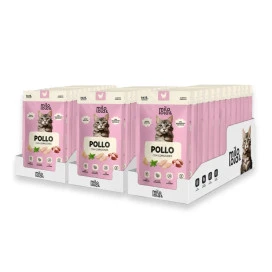 Pack 36 Sobres Milo y Lola de Pollo con Corazones para Gato Packs para gatos Patitas&co