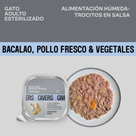 Givers Tarrina con Trocitos en Salsa de Bacalao y Pollo para Gato Comida húmeda para gatos Patitas&co