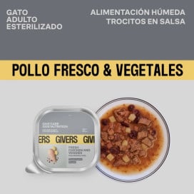 Givers Tarrina con Trocitos en Salsa de Pollo y Vegetales para Gato Comida húmeda para gatos Patitas&co