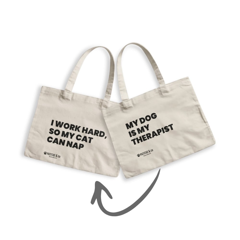 Tote Bag Patitas 2 Caras: Un Lado Guau, Otro Miau Perros Patitas&co
