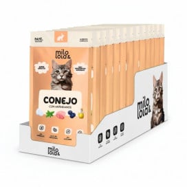 Pack 12 Sobres Milo y Lola de Conejo y Pollo con Arándanos para Gato Packs para gatos Patitas&co