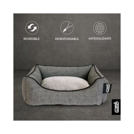 Cuna Milú Gris Antracita Camitas y mantas para Perros Patitas&co