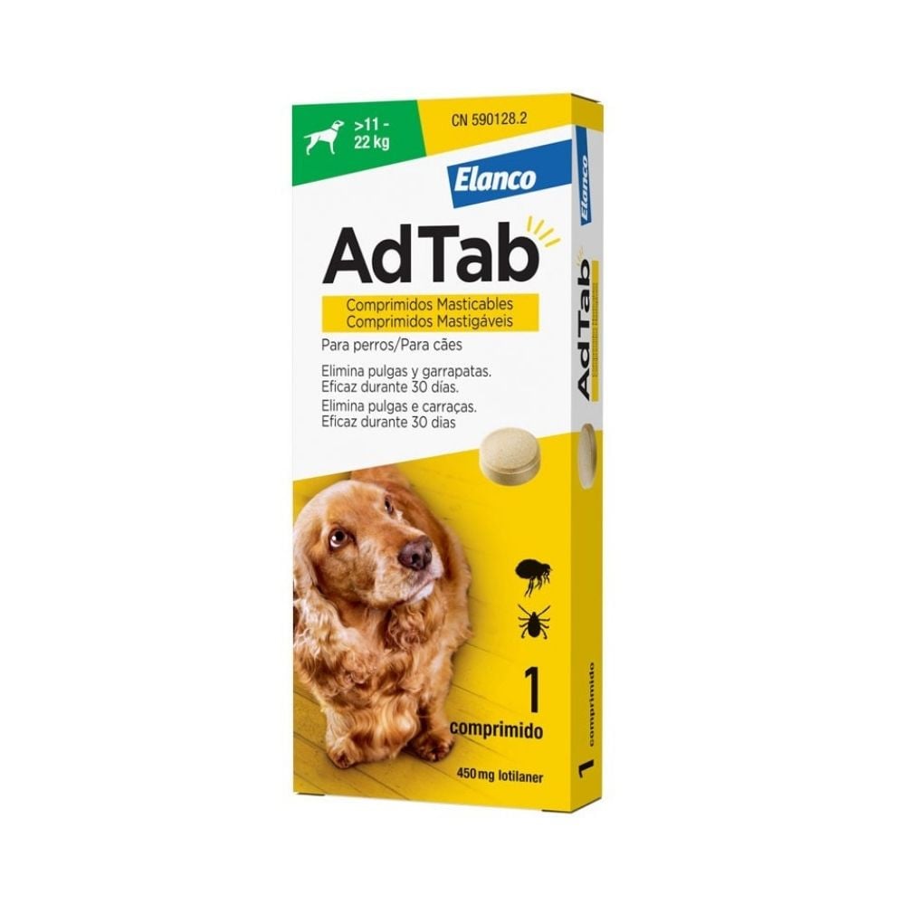 AdTab Comprimido Masticable Antiparasitario para Perros de 11 a 22 kg (1 ud) Antiparasitarios y Repelentes para perros Patitas&c