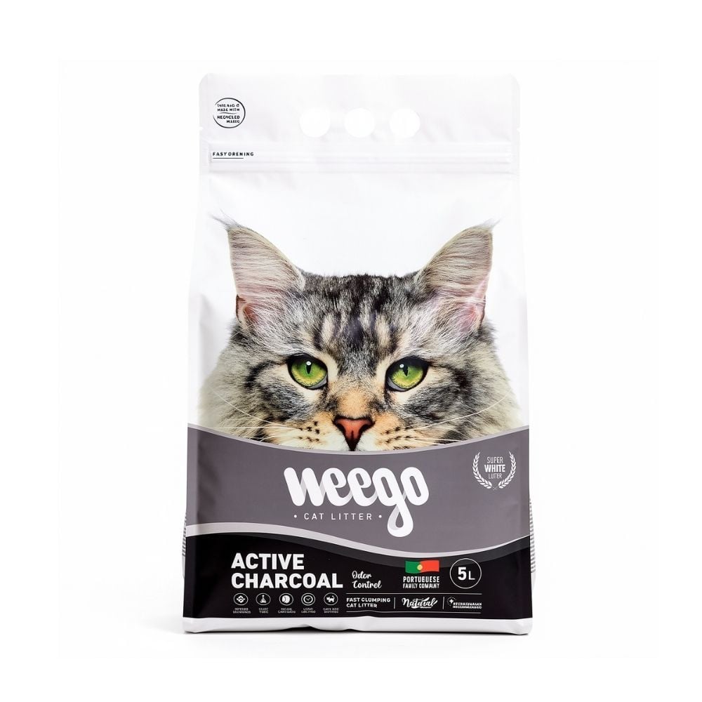 Weego Arena Aglomerante de Bentonita con Carbón Activado Arena para gatos Patitas&co