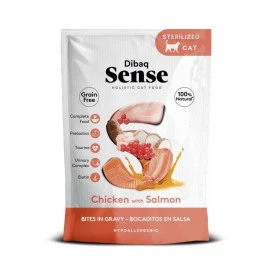 Dibaq Sense Bocaditos en Salsa de Pollo y Salmón para Gatos Comida en Salsa y Gelatina para Gatos Patitas&co
