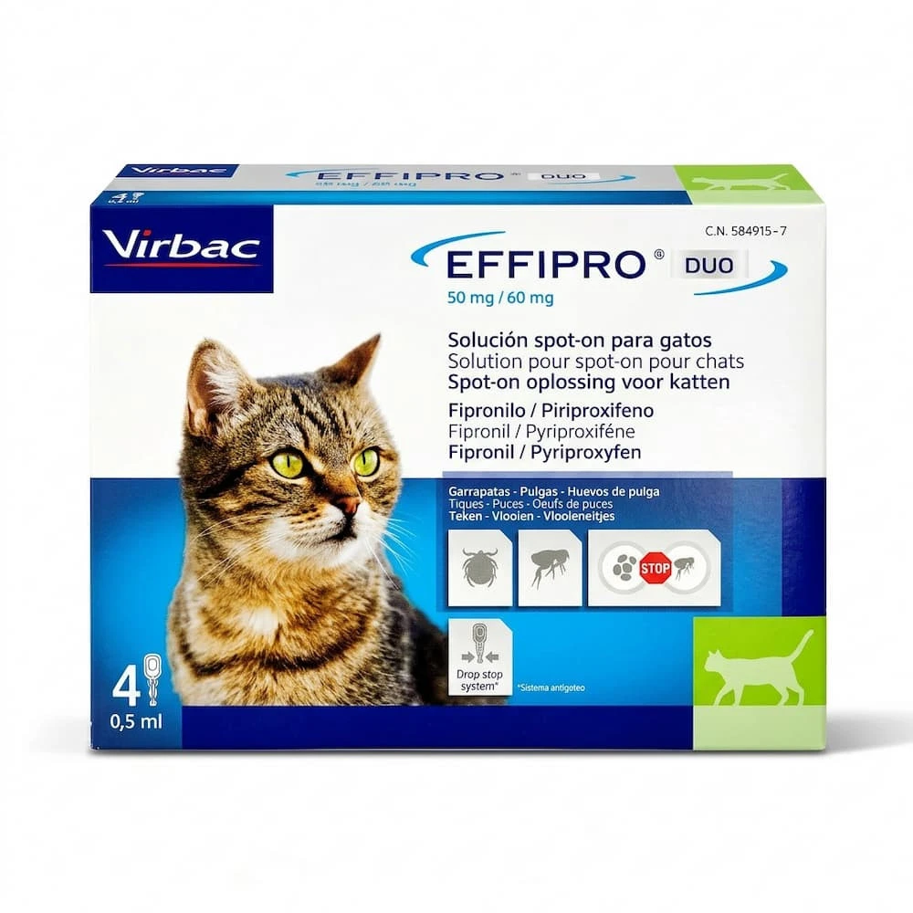 Effipro Duo Pipeta Antiparasitaria para Gato (4 uds) Antiparasitarios para gatos Patitas&co