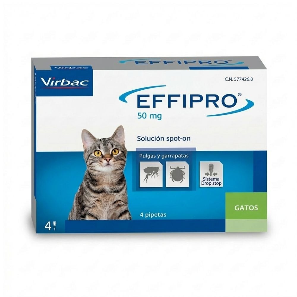 Effipro Spot-on Pipeta Antiparasitaria para Gatos (4 uds) Antiparasitarios para gatos Patitas&co
