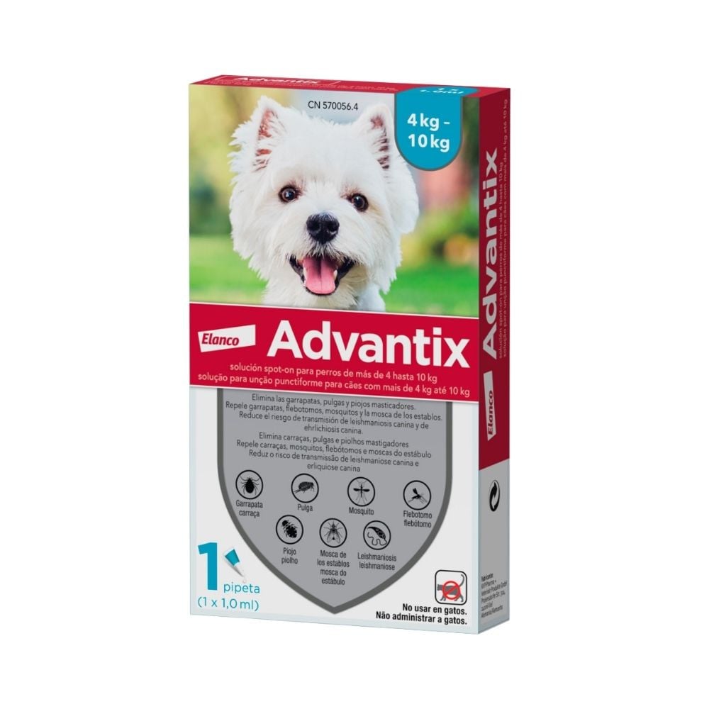 Advantix Pipeta Antiparasitaria para Perros de 4 a 10 kg (1 ud) Antiparasitarios para perros Patitas&co