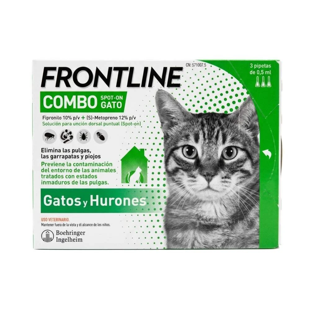 Frontline Combo 3 Pipetas Antiparasitarias para Gatos Antiparasitarios para gatos Patitas&co