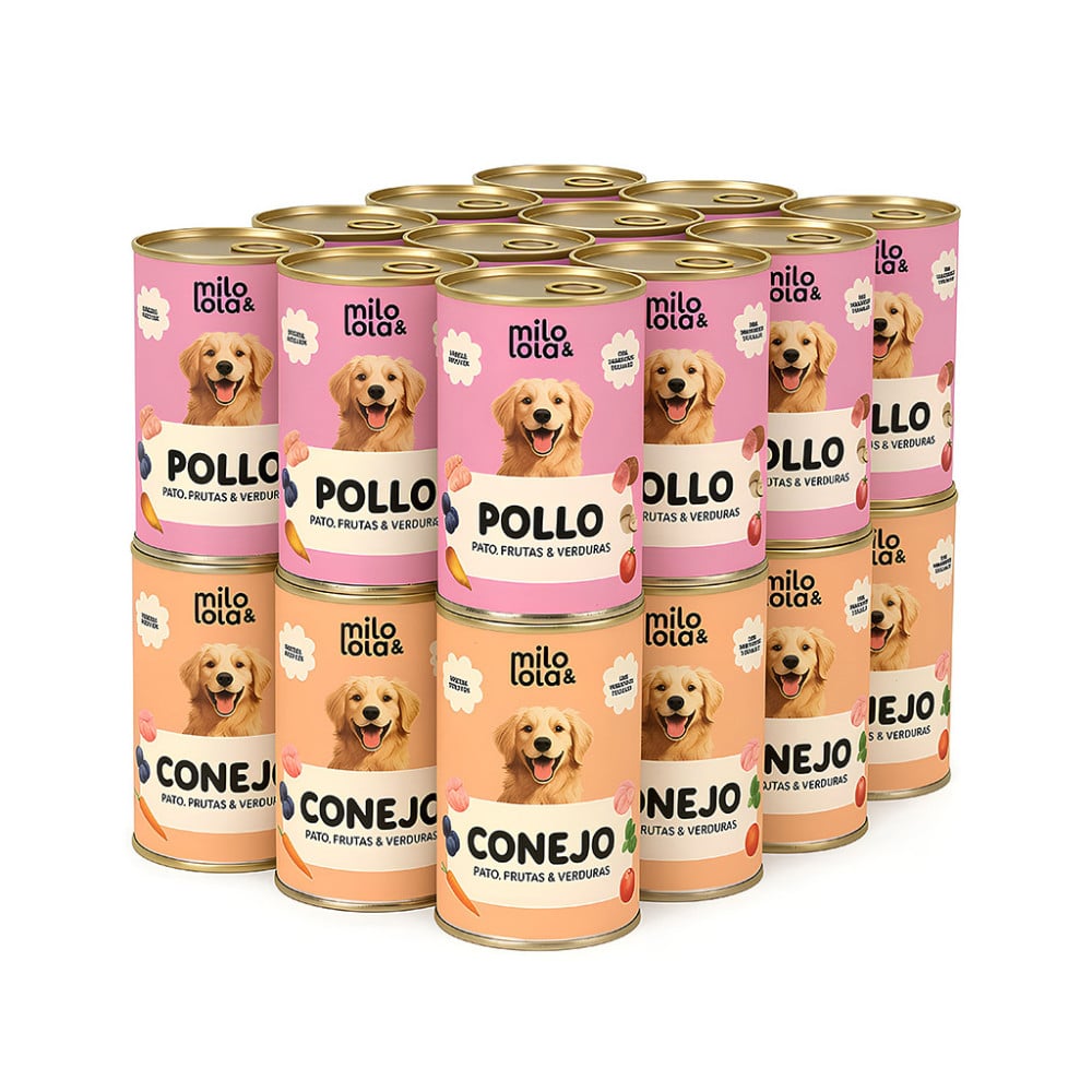 Pack Mixto 24 Latas Milo y Lola de Conejo y Pollo Patitas&co Patitas&co