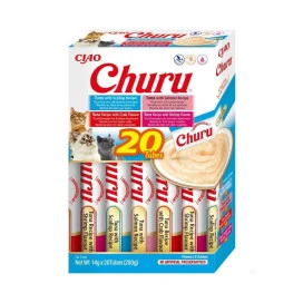 Churu Pack 20 Snacks de Atún con Vieira, Salmón, Cangrejo y Gambas Snacks para Gatos Patitas&co