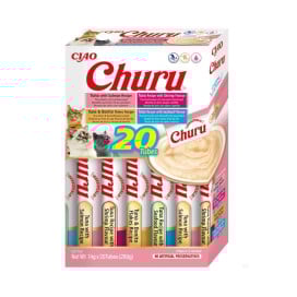 Churu Pack 20 Snacks de Atún con Salmón, Bonito, Gamba y Marisco Snacks para Gatos Patitas&co