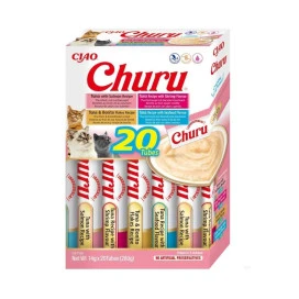 Churu Pack 20 Snacks de Atún con Salmón, Bonito, Gamba y Marisco Snacks para Gatos Patitas&co