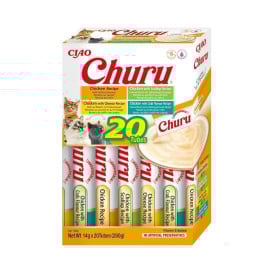 Churu Pack 20 Snacks de Pollo con Queso, Vieira y Cangrejo Snacks para Gatos Patitas&co