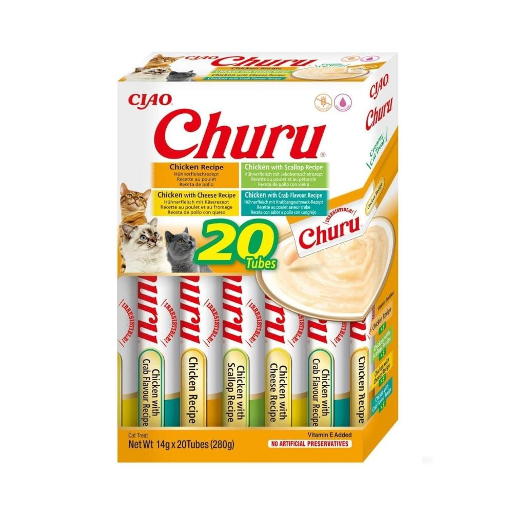 Churu Pack 20 Snacks de Pollo con Queso, Vieira y Cangrejo Snacks para Gatos Patitas&co