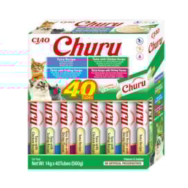 Churu Pack 40 Snacks de Atún con Pollo, Vieira y Gamba Snacks para Gatos Patitas&co